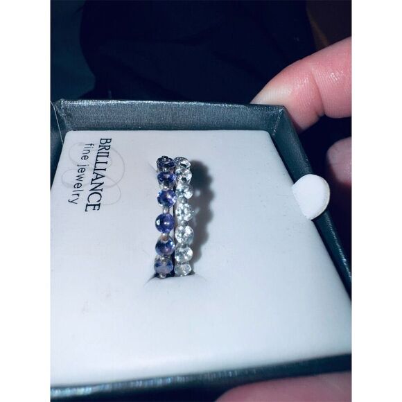 Multi Color 3 Band Set Of Eternity Rings Stackable Wedding Bands Size  7 - Picture 7 of 16